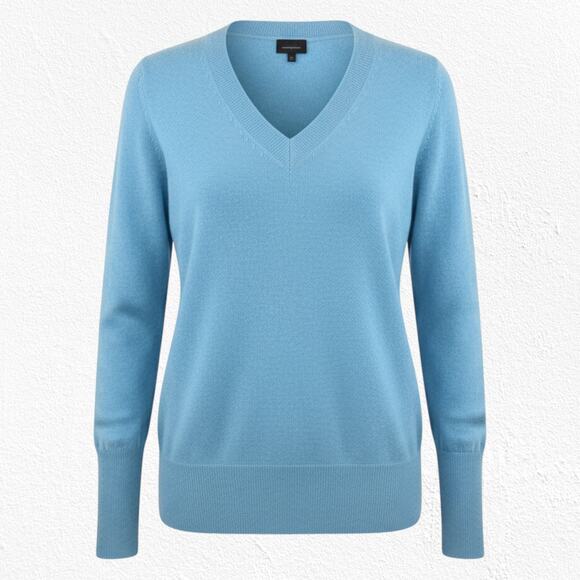 J. Crew Soft Blue Italian Cashmere V-Neck Popover Cozy Knit Sweater Size Medium - Picture 1 of 10